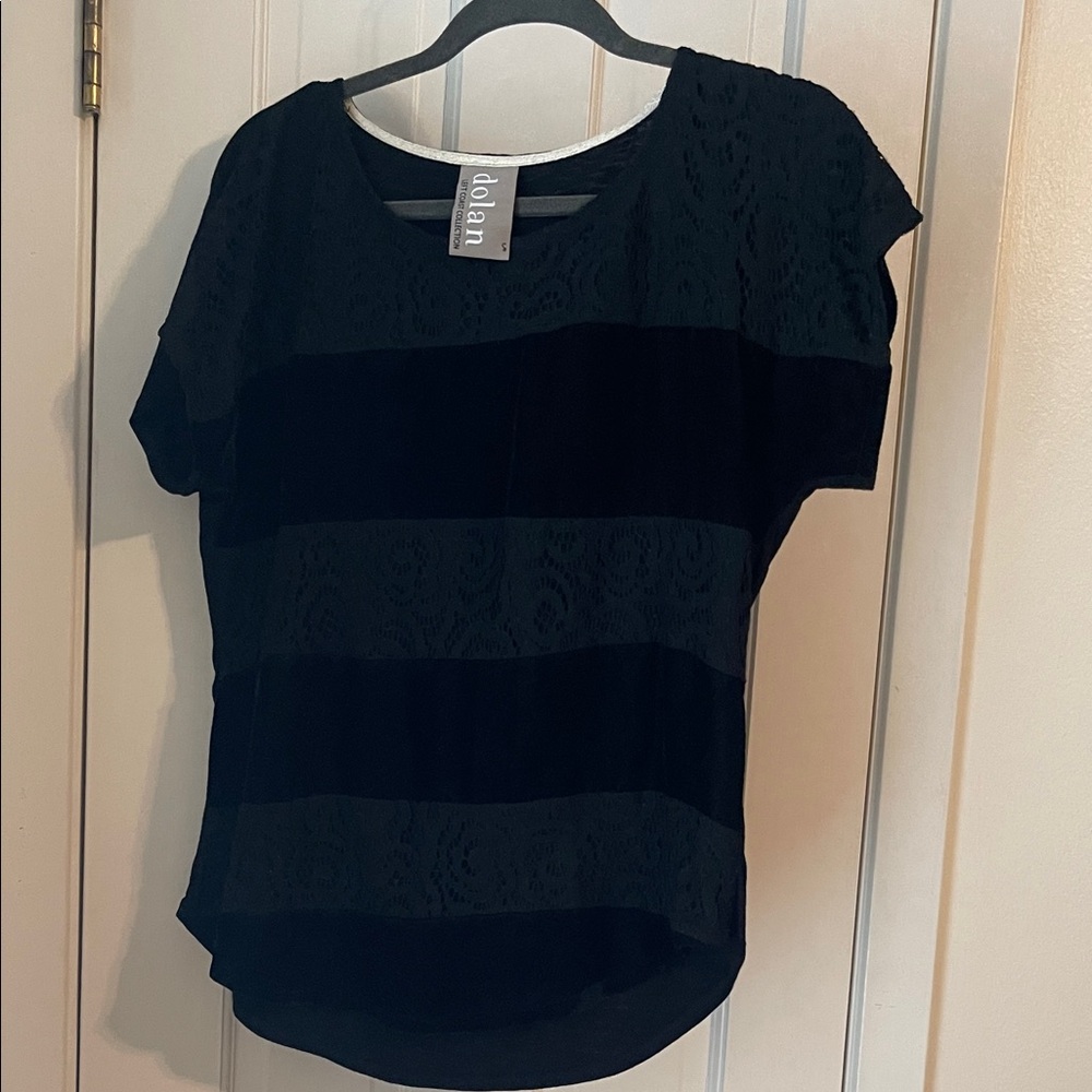 Dolan Black Lace Short Sleeve Top